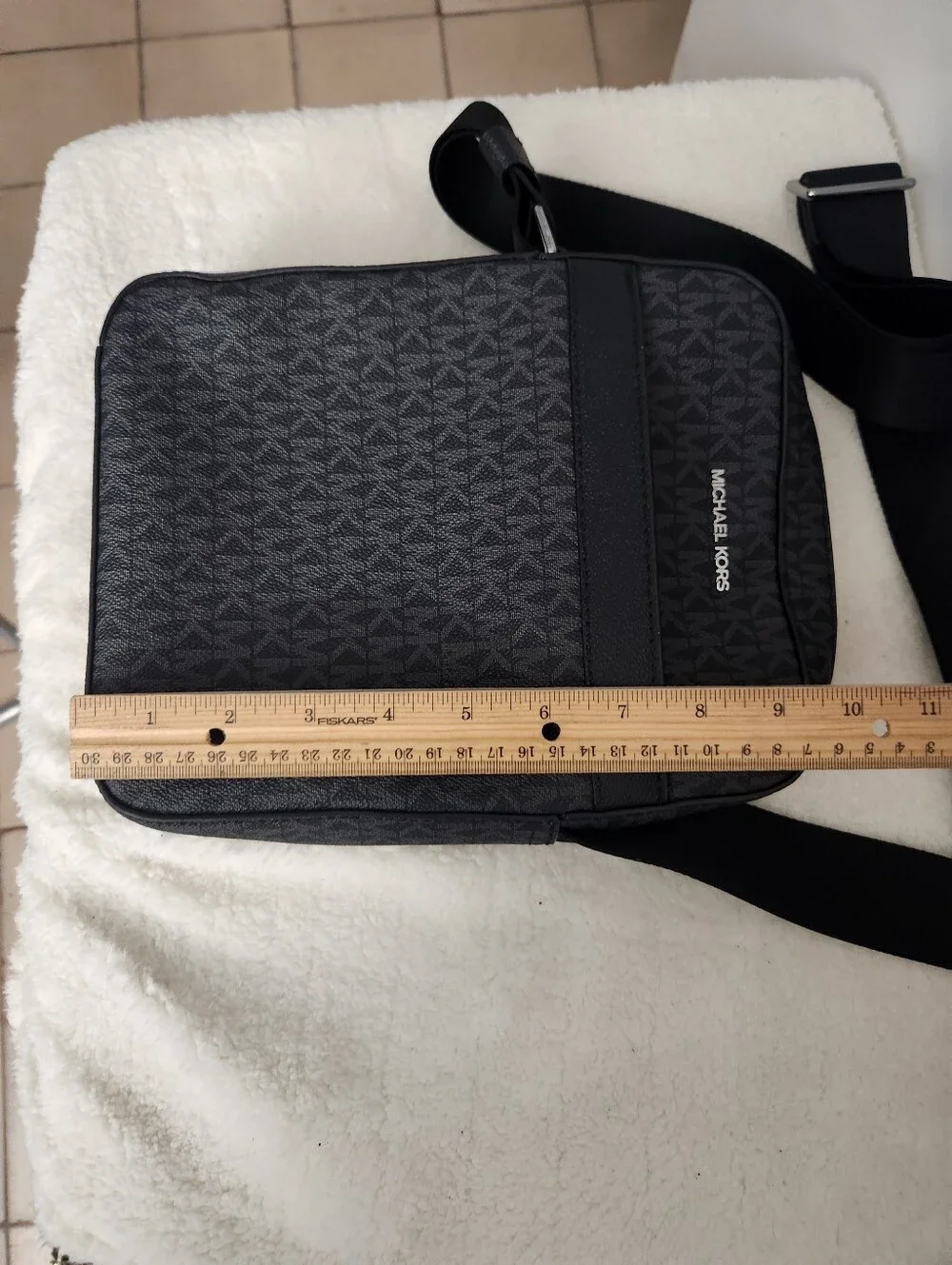 Michael Kors Black/Gray Monogram Crossbody Messenger Bag